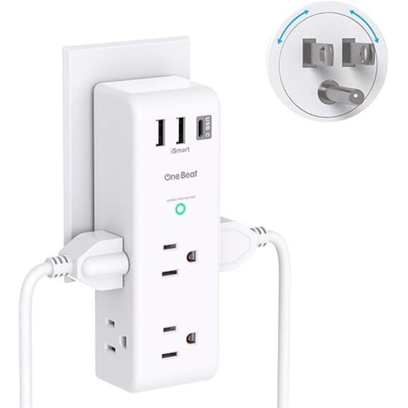 Surge Protector Outlet Extender - with Rotating Plug, 6 AC Multi Plug Outlet - Picture 7 of 7
